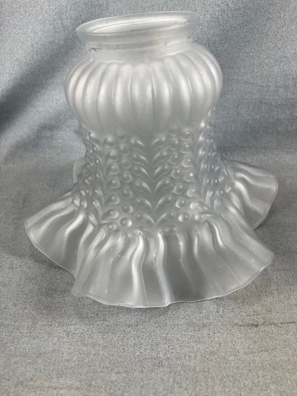 Vtg lot 4 Frosted Glass Gooseneck Lamp Light Shade Flared Ruffled Hobnail